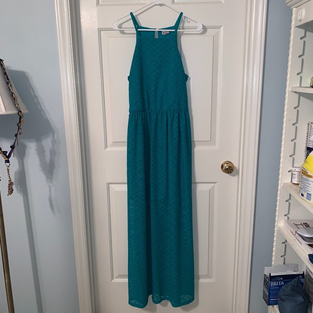 Turquoise Lace Maxi Dress